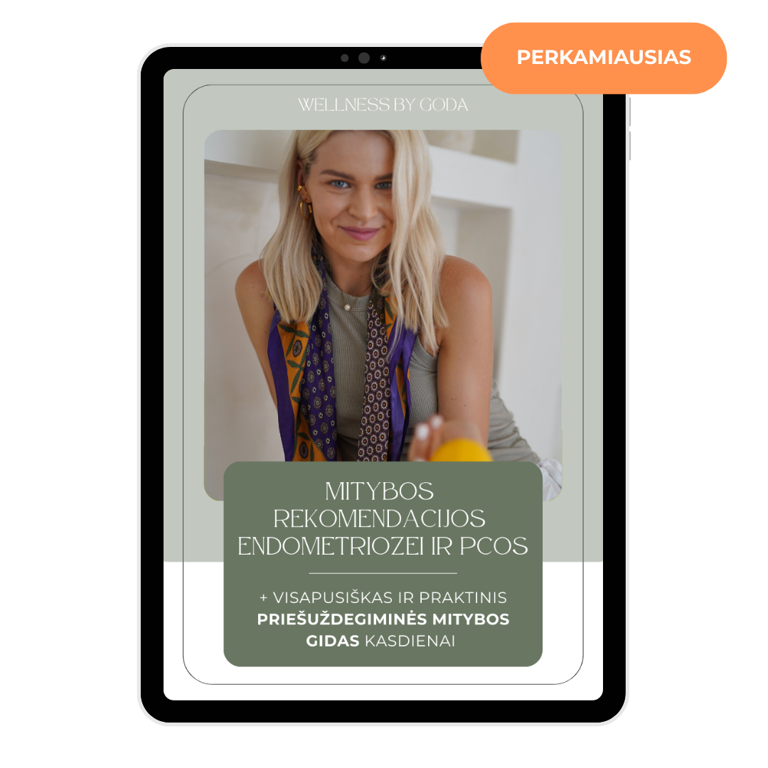 Priešuždegiminės mitybos gidas + Personalizuotos mitybos rekomendacijos ENDOMETRIOZEI IR PCOS