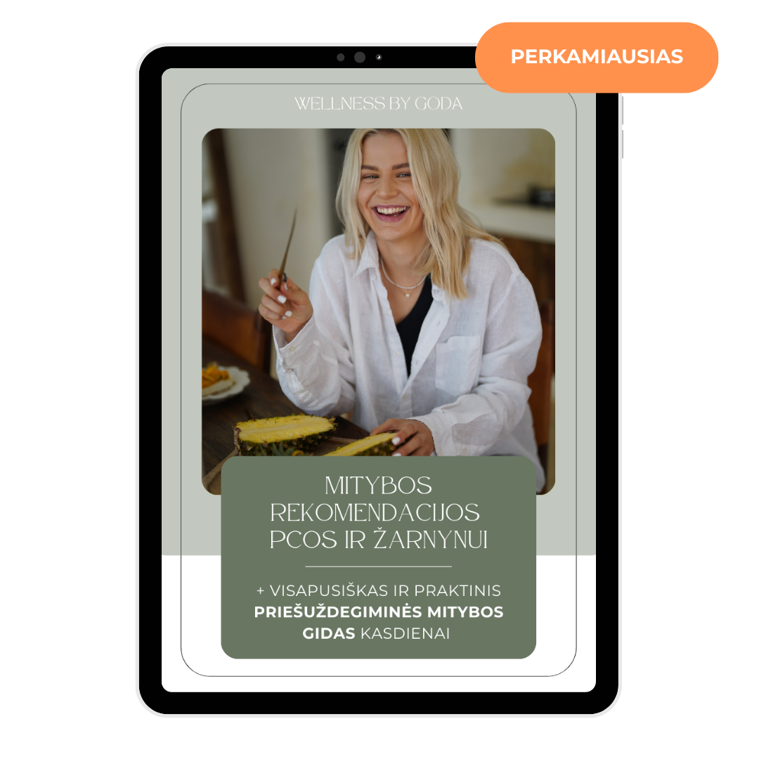 Priešuždegiminės mitybos gidas + Personalizuotos mitybos rekomendacijos PCOS IR ŽARNYNUI
