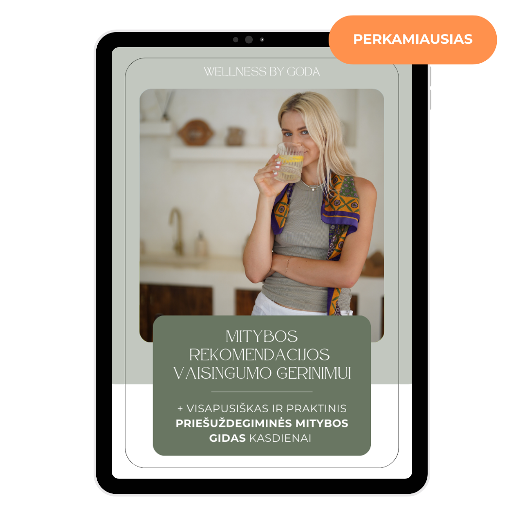 Priešuždegiminės mitybos gidas + Personalizuotos mitybos rekomendacijos VAISINGUMO GERINIMUI